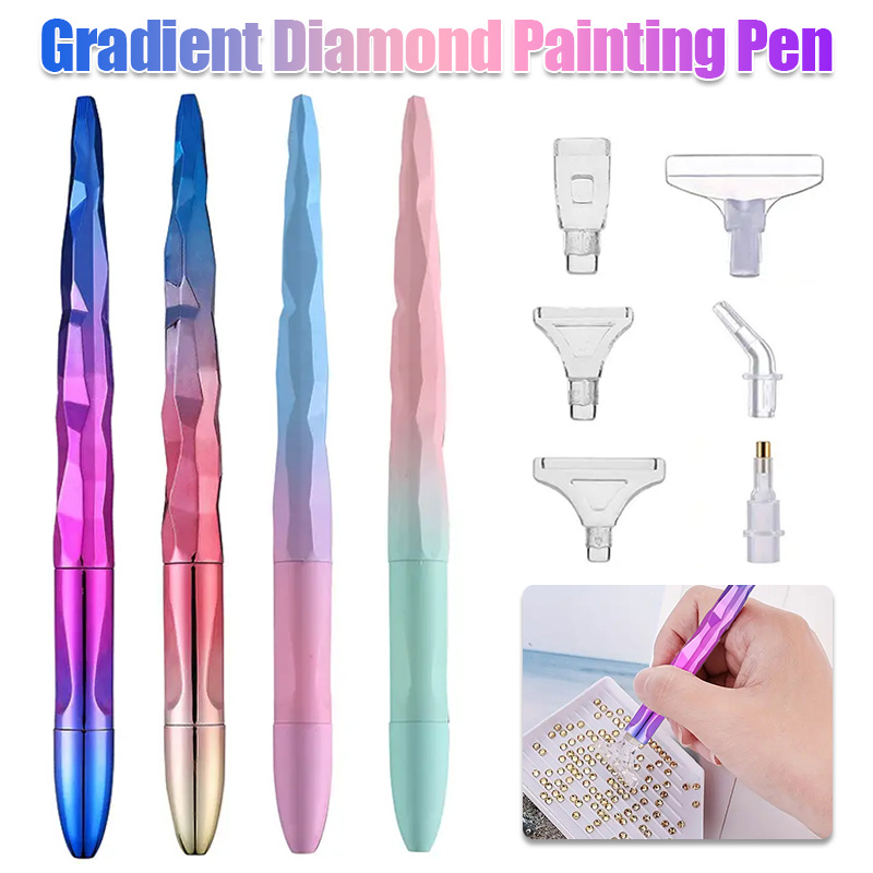 Resin Craft Kit - ชุดปากกาเพ้นท์เพชรไล่เฉดสีพร้อมหัวปากกา 6 แบบ อุปกรณ์งานศิลปะ DIY ของขวัญคริสต์มาสสำหรับคนรักการเพ้นท์