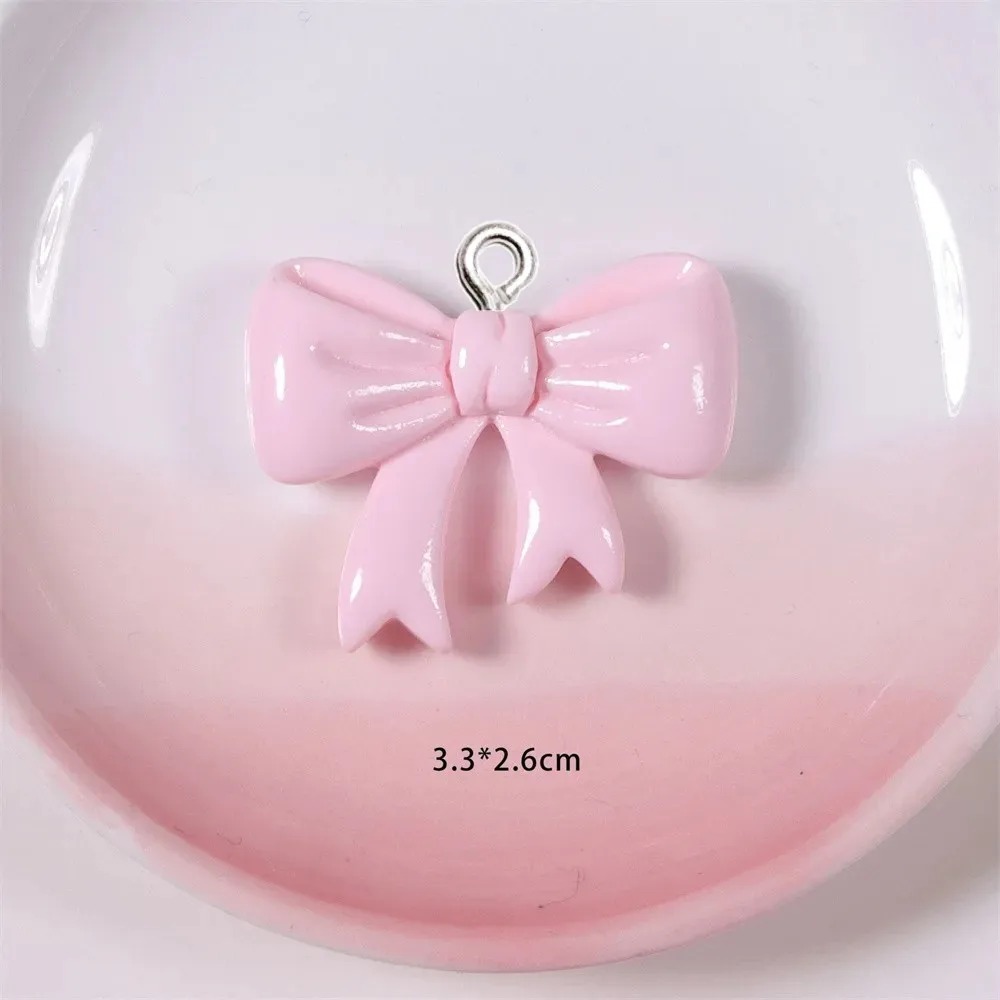 Resin Craft Projects - 10 ชิ้น ชาร์มเรซิ่นรูปโบว์สีลูกกวาด งานแฮนด์เมด เหมาะสำหรับเครื่องประดับผู้หญิง พวงกุญแจ