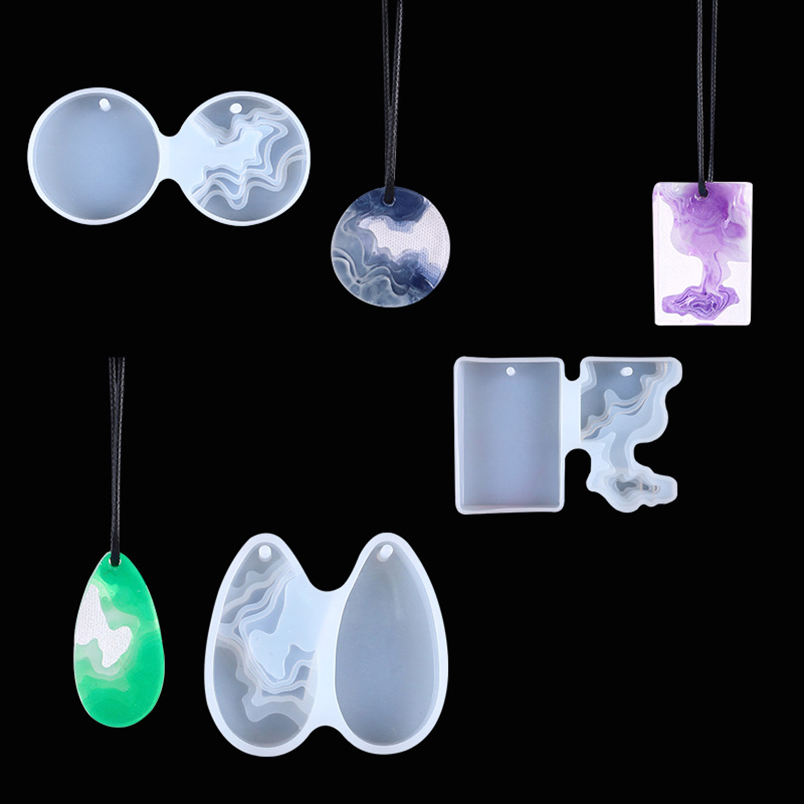Geode Mold Silicone - ชุดแม่พิมพ์คริสตัล DIY 3 ชิ้น แม่พิมพ์ซิลิโคนแบบยืดหยุ่นทรงกลม สำหรับงานเรซิ่น