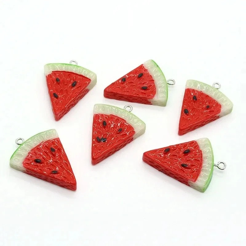 Resin Craft Projects - จี้เรซิ่นรูปแตงโมสามเหลี่ยมสองด้าน 10 ชิ้น จี้ผลไม้ขนาดเล็กสำหรับทำต่างหู DIY งานฝีมือทำเครื่องประดับ