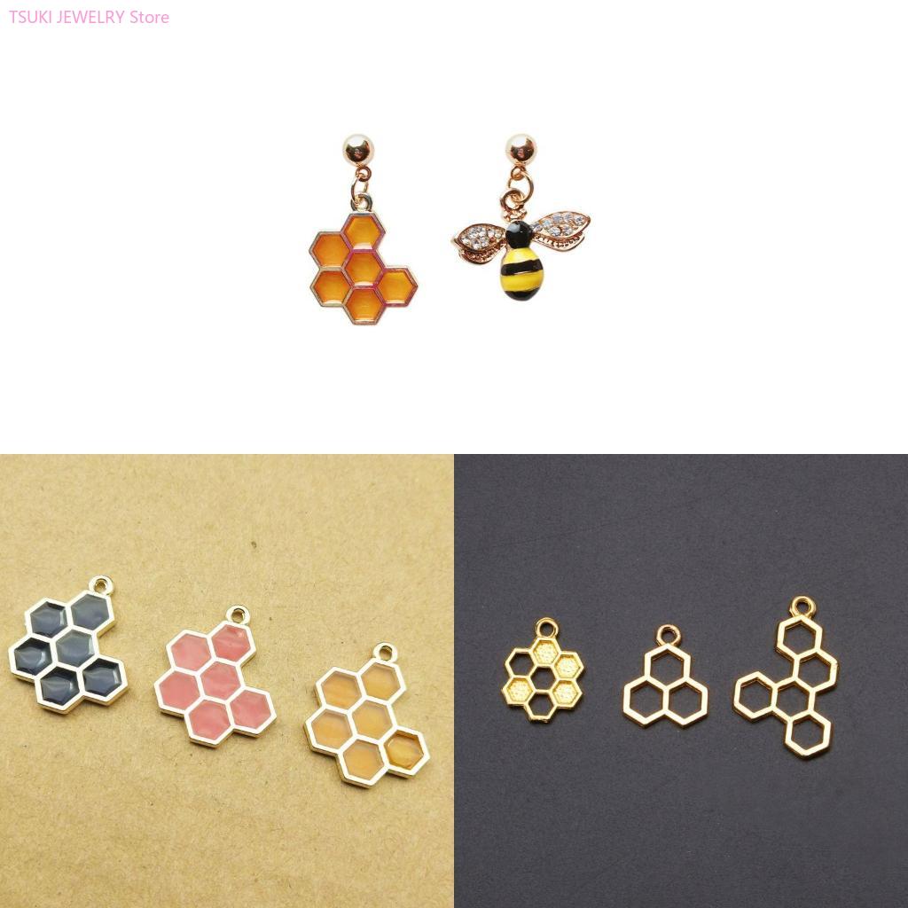 Bezels Set Pendant - 62KE 10x/ชุดGold Honeycombจี้BlankเรซินUVกรอบเปิดBezelการตั้งค่าสำหรับเครื่องประดับทำดอกไม้DIYศิลปะหัตถกรรม