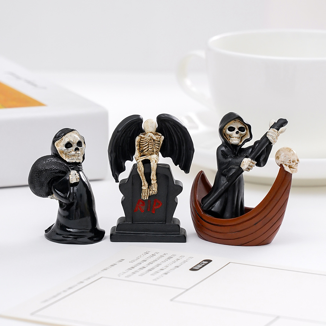Resin Craft Supplies - ของตกแต่งบ้านฮาโลวีนสุดหลอน รูปปั้นนางฟ้าโครงกระดูกเรซิ่นขนาดเล็ก อุปกรณ์งานฝีมือ DIY สำหรับจัดฉาก