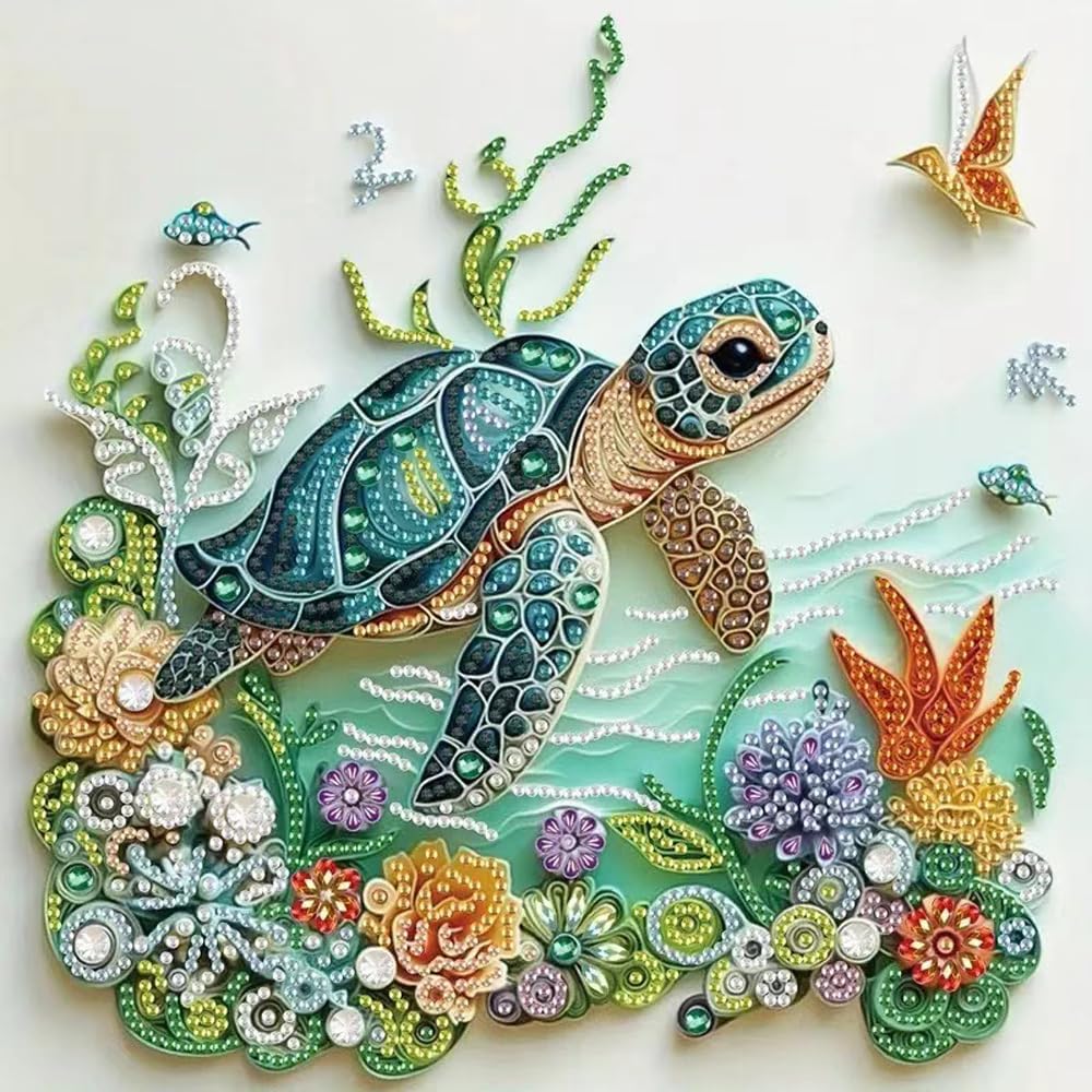 Resin Craft For Beginners - ชุดภาพวาดเพชรรูปเต่าทะเลสำหรับผู้ใหญ่ ชุดงานฝีมือเพชรรูปทรงพิเศษสำหรับผู้เริ่มต้น DIY สำหรับตกแต่งผนังบ้าน