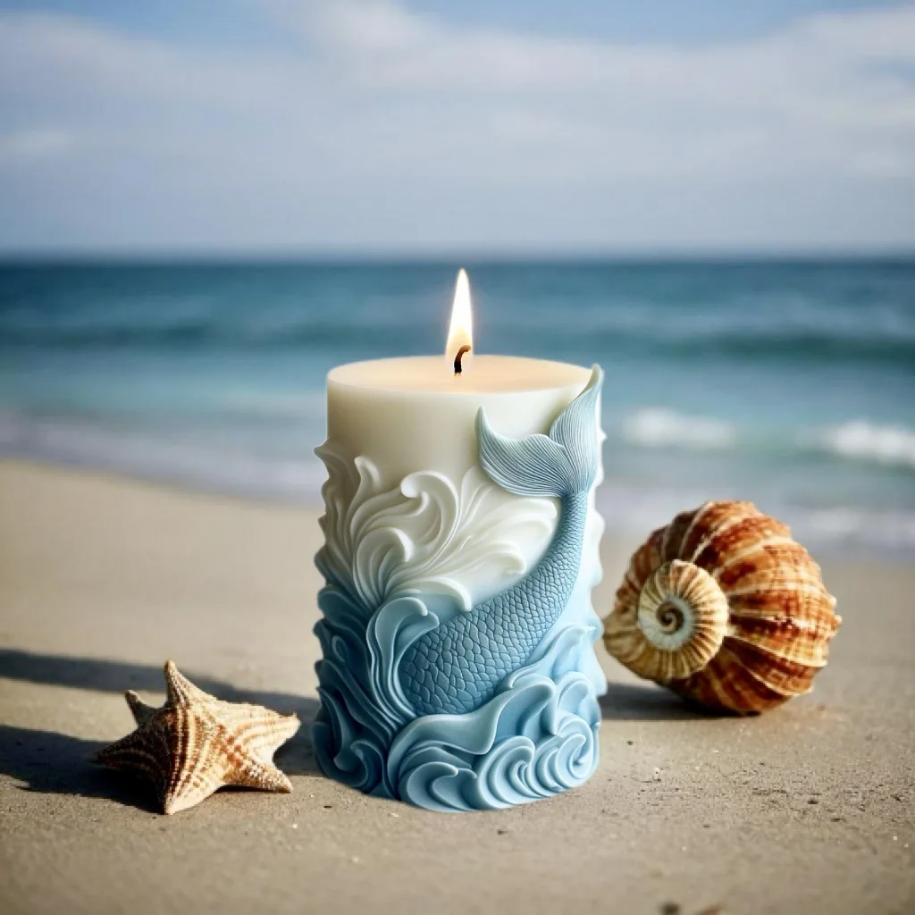 Resin Ocean Wave Mold - 2024 Ocean WAVE โฟมทรงกระบอกเทียนแม่พิมพ์ซิลิโคนปลาวาฬ Dolphin บรรเทาทรงกระบอกเทียนแม่พิมพ์ยิปซั่มเรซินแม่พิมพ์