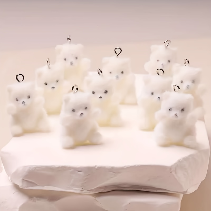 Resin Craft Material - ชาร์มเรซิ่นรูปหมีขั้วโลก 6 ชิ้น ธีมคริสต์มาส น้ำแข็ง หิมะ
