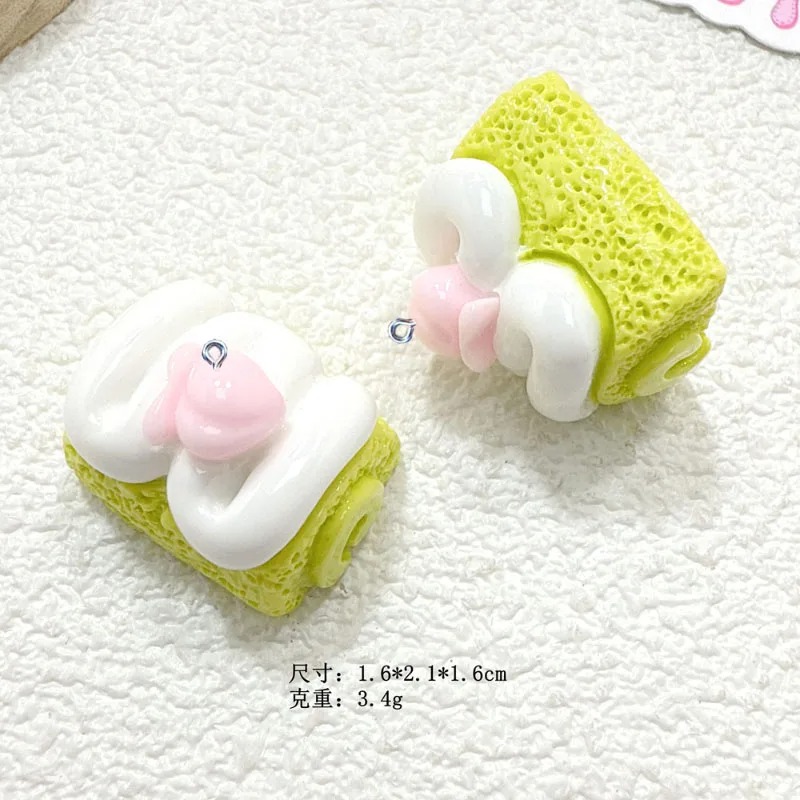 Resin Craft Material - จี้เรซิ่นรูปเค้กน่ารักขนาดเล็ก 10 ชิ้น ของตกแต่งสไตล์คาวาอี้ สำหรับงาน DIY