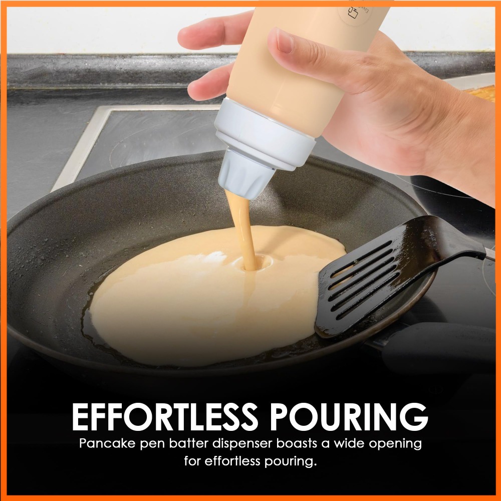 Mixing Cup Silicone - ขวดซิลิโคนสำหรับใส่แป้งแพนเค้ก 1000 มล. พร้อมหัวจ่ายแบบกด ใช้สำหรับทำวาฟเฟิล เครป