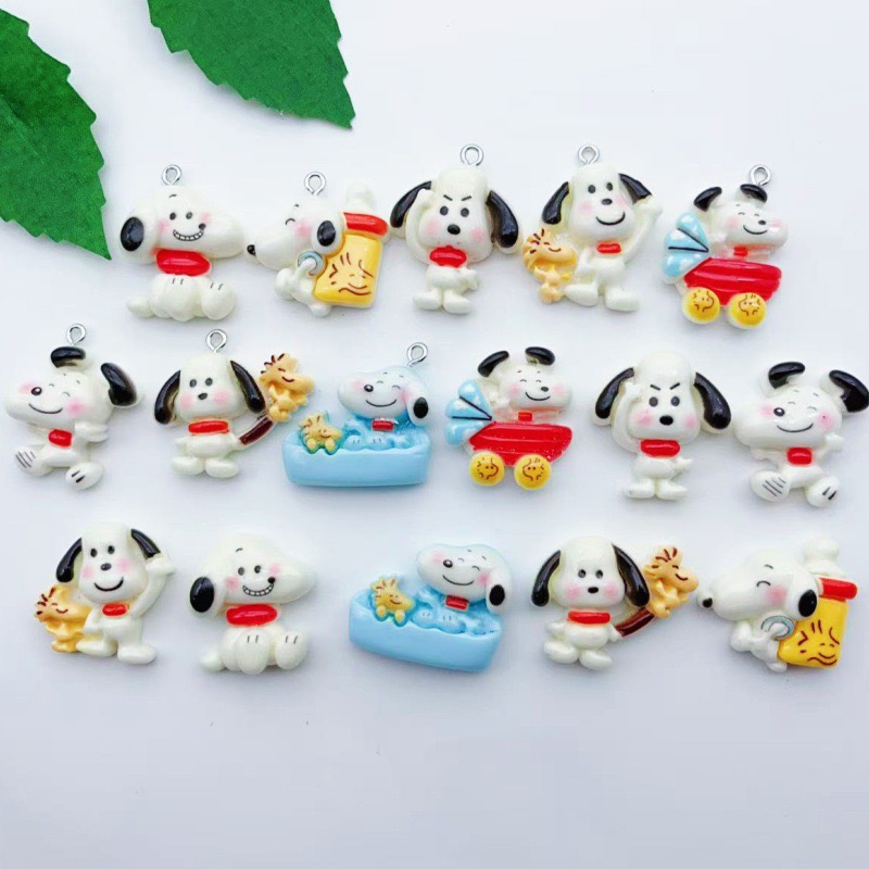 Resin Craft Projects - จี้รูปสุนัขการ์ตูนเรซิ่น 12 ชิ้น, ต่างหูทำเอง DIY, อุปกรณ์เสริมพวงกุญแจ