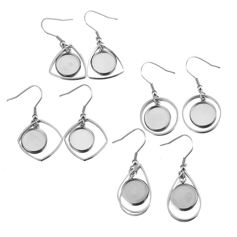 Bezels Set Pendant - 10 PC ถาดสแตนเลส BEZEL Cabochon ต่างหู