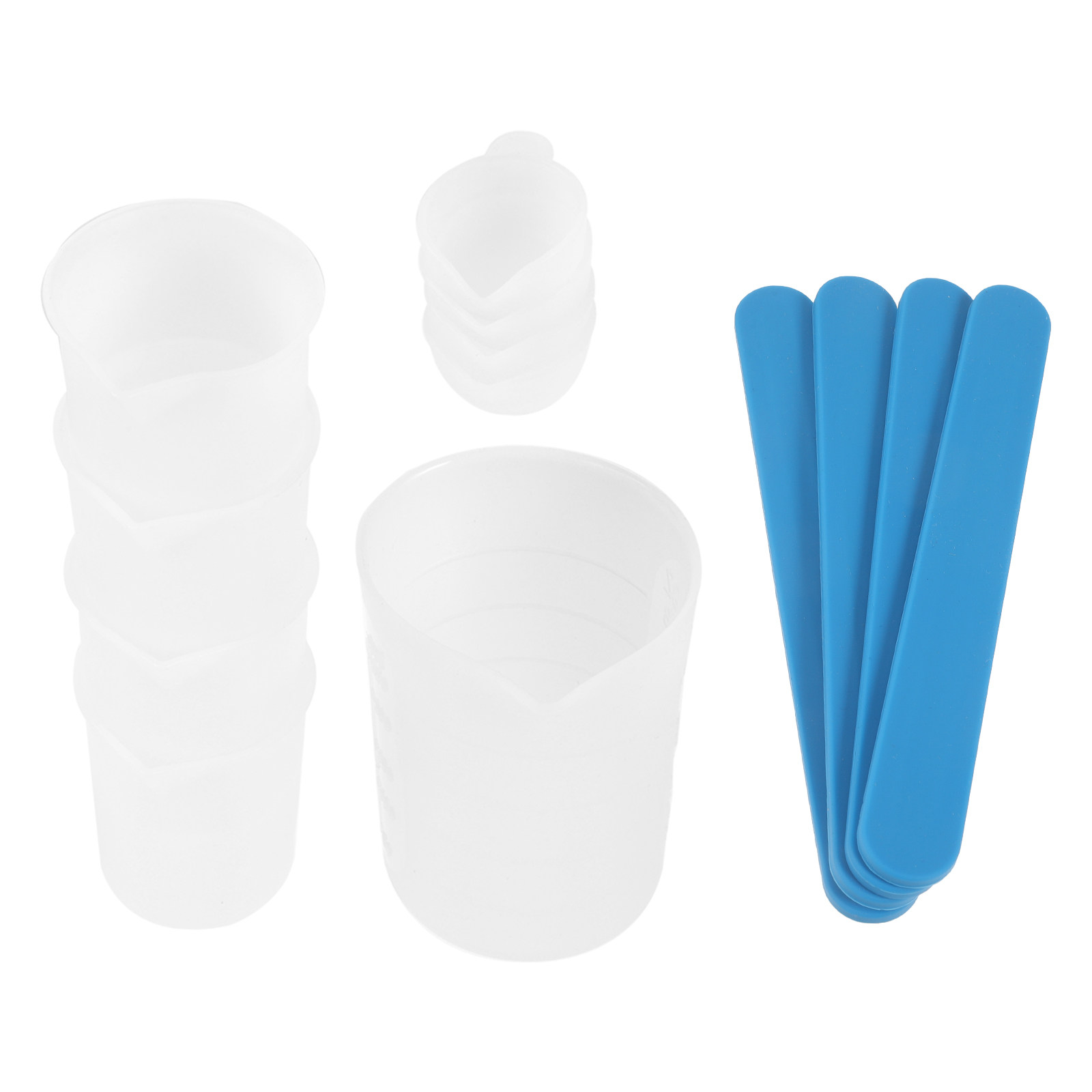 Mixing Cup Silicone - ชุดอุปกรณ์ผสมอีพ็อกซี่ 1 ชุด ประกอบด้วยถ้วยซิลิโคนสำหรับตวง ไม้คนแบบปลายแหลม สำหรับงานเรซิ่น