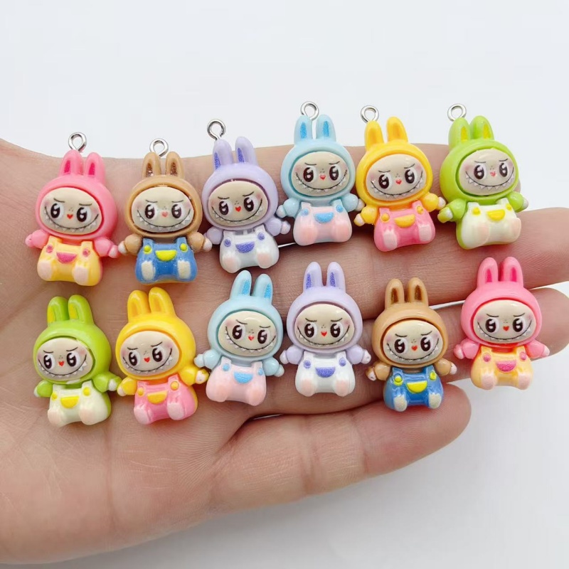 Resin Craft Projects - ชาร์มเรซิ่นรูปบ้านกระต่ายสตรอว์เบอร์รี่น่ารัก 10 ชิ้น จี้รูปสัตว์การ์ตูนน่ารักสำหรับต่างหู พวงกุญแจ ทำเครื่องประดับ
