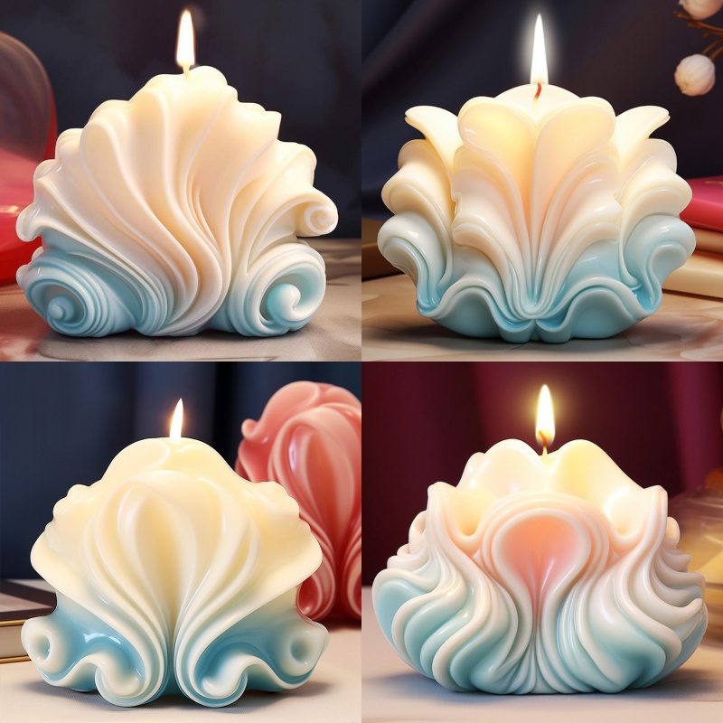 Resin Ocean Wave Mold - แม่พิมพ์ซิลิโคนรูปเปลือกหอยสำหรับทำเทียนหอม ทำสบู่ ทำเรซิ่น ทำน้ำแข็ง ทำเค้ก ของขวัญตกแต่ง