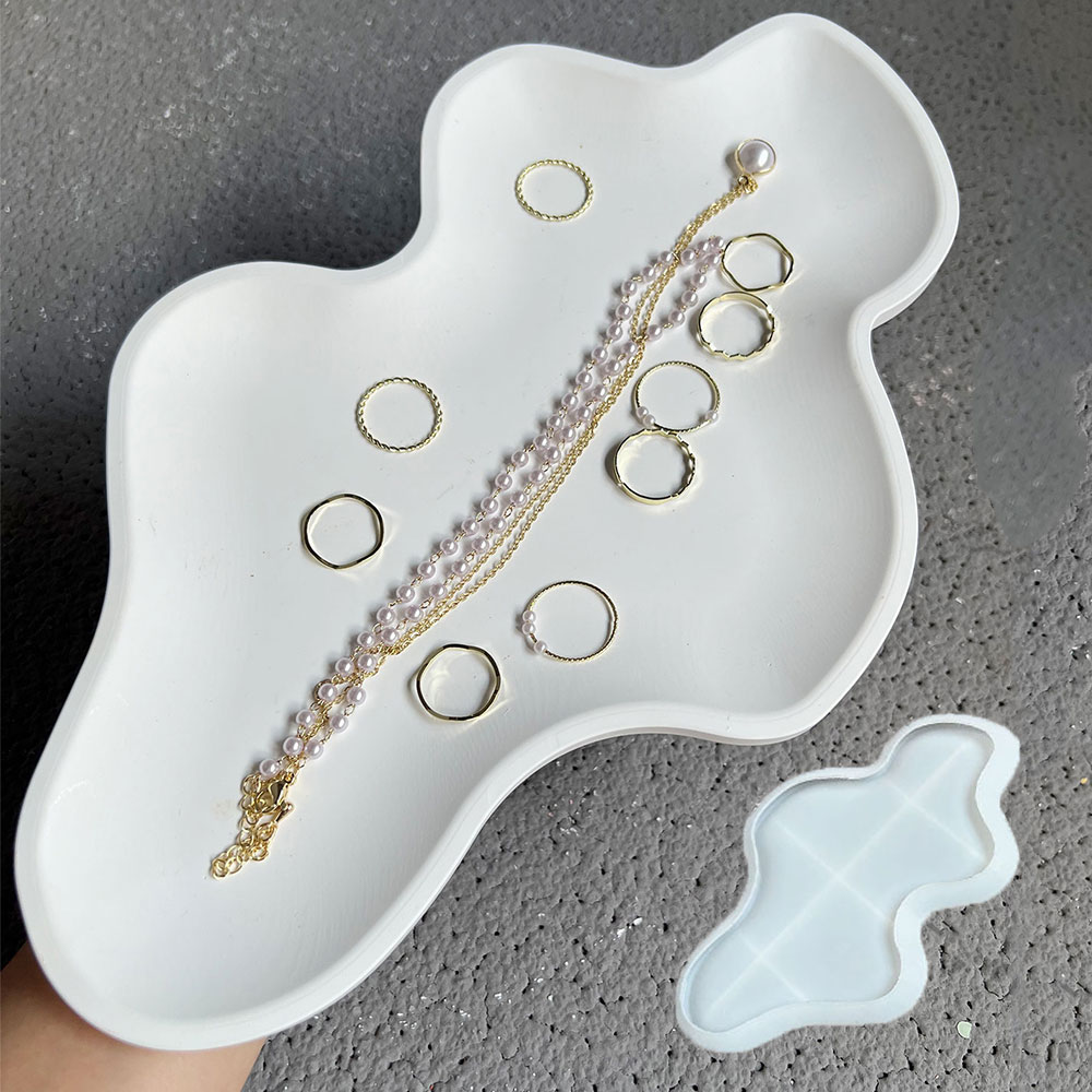 Serving Tray Mold - ถาดเก็บคอนกรีตแม่พิมพ์ผลไม้จานคลื่นหินขัดแม่พิมพ์ซิลิโคนเหมาะสำหรับทำพลาสเตอร์เรซินอีพ็อกซี่