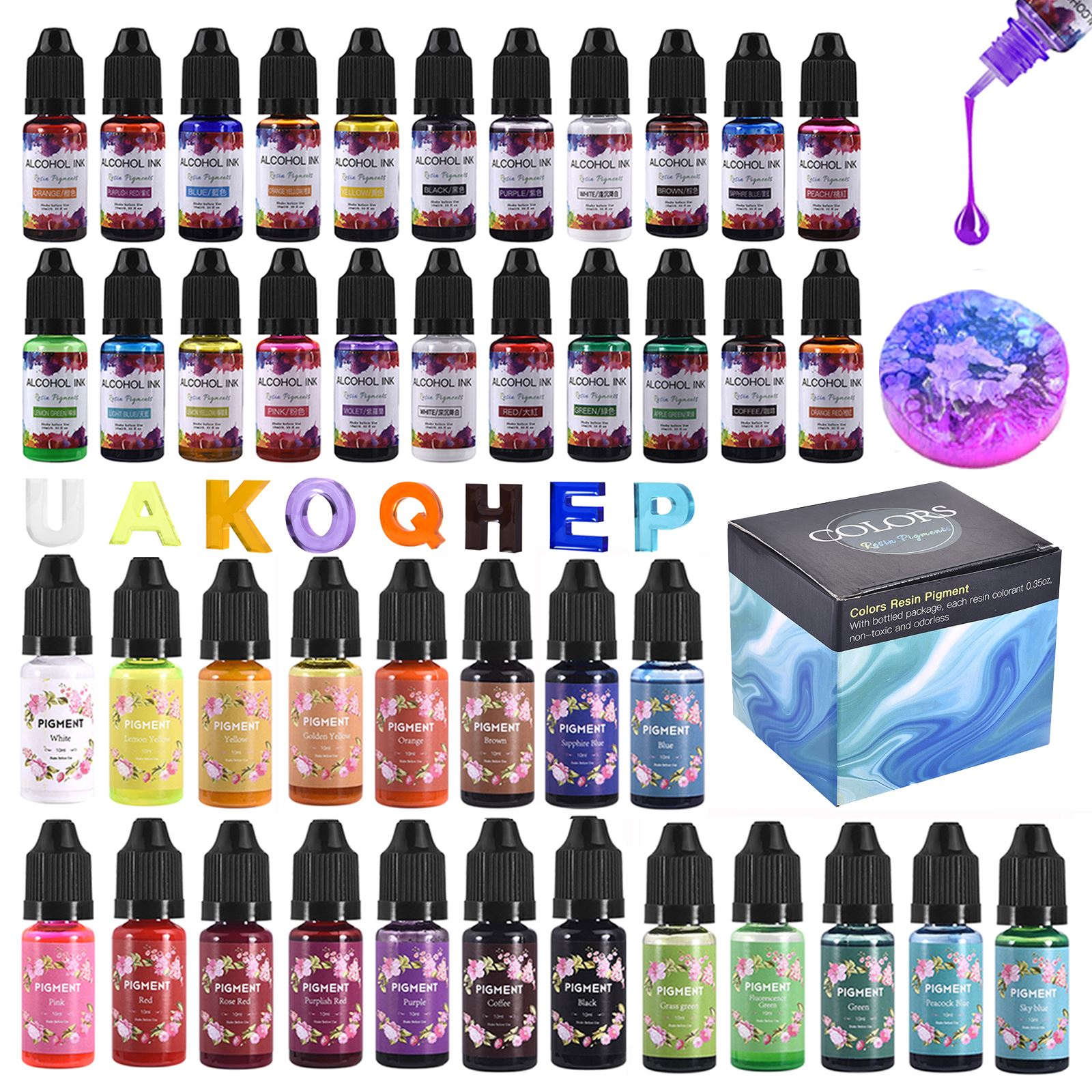 Resin Dye Alcohol - 1 ชุดเรซิ่นPigment Kit Artหมึกแอลกอฮอล์LiquidสีDye Ink Diffusion