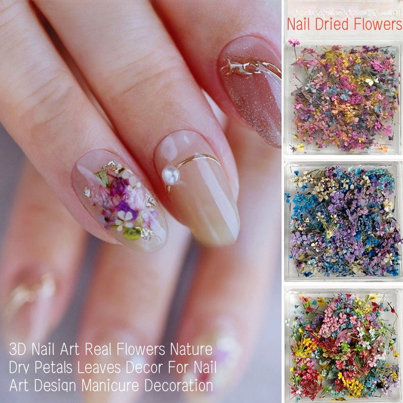 Dried Flower Bulk - ผสมดอกไม้แห้งขนาดเล็กเล็บดอกไม้แห้งคละตกแต่งเล็บสําหรับร้านเสริมสวยและใช้ในบ้าน