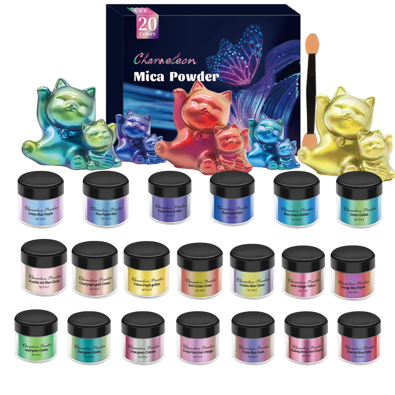 ชุดผงสีมุกเปลี่ยนสี 10/20 ชิ้น - Resin Pigment Set บทวิจารณ์และราคา