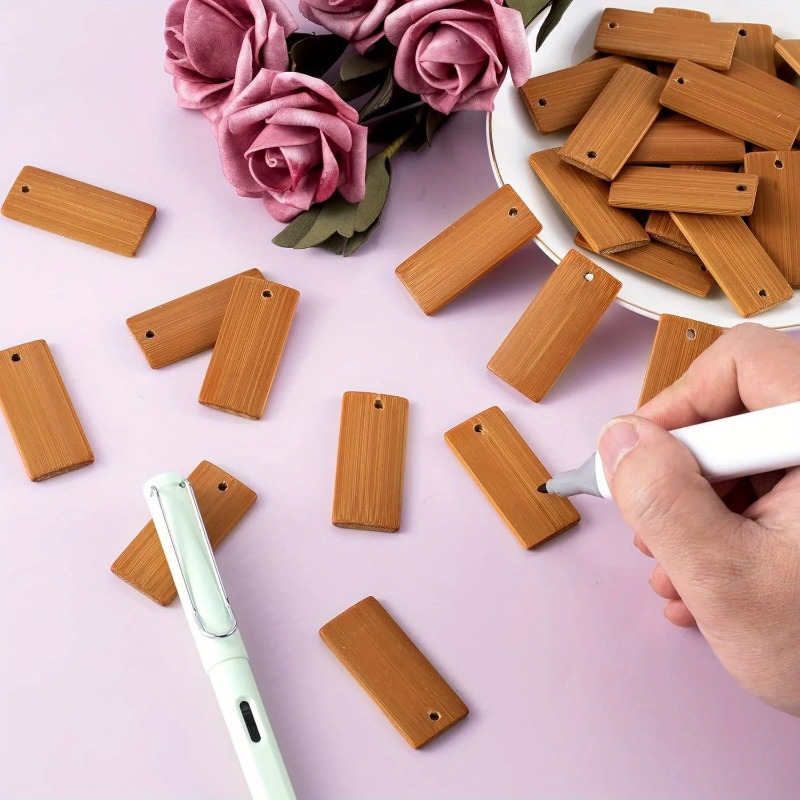แท็กไม้ไผ่ธรรมชาติ 100 ชิ้น ขน - Wood Ring Blank บทวิจารณ์และราคา
