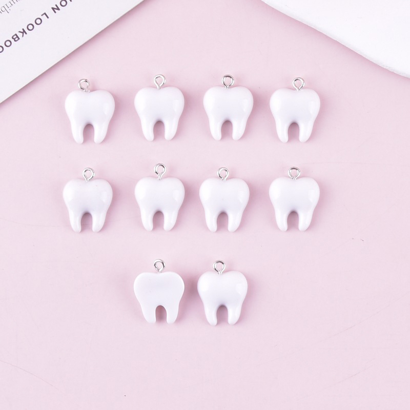 จี้เรซิ่นรูปฟันสีขาวน่ารัก 10  - Resin Craft Projects บทวิจารณ์และราคา
