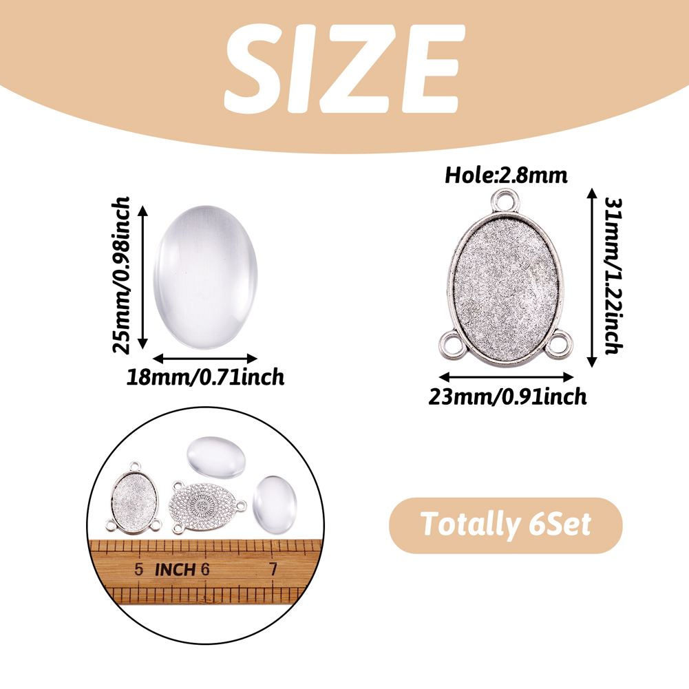 6 ชุดฐานจี้โลหะผสมทรงวงรีสำหรั - Bezels Set Pendant บทวิจารณ์และราคา