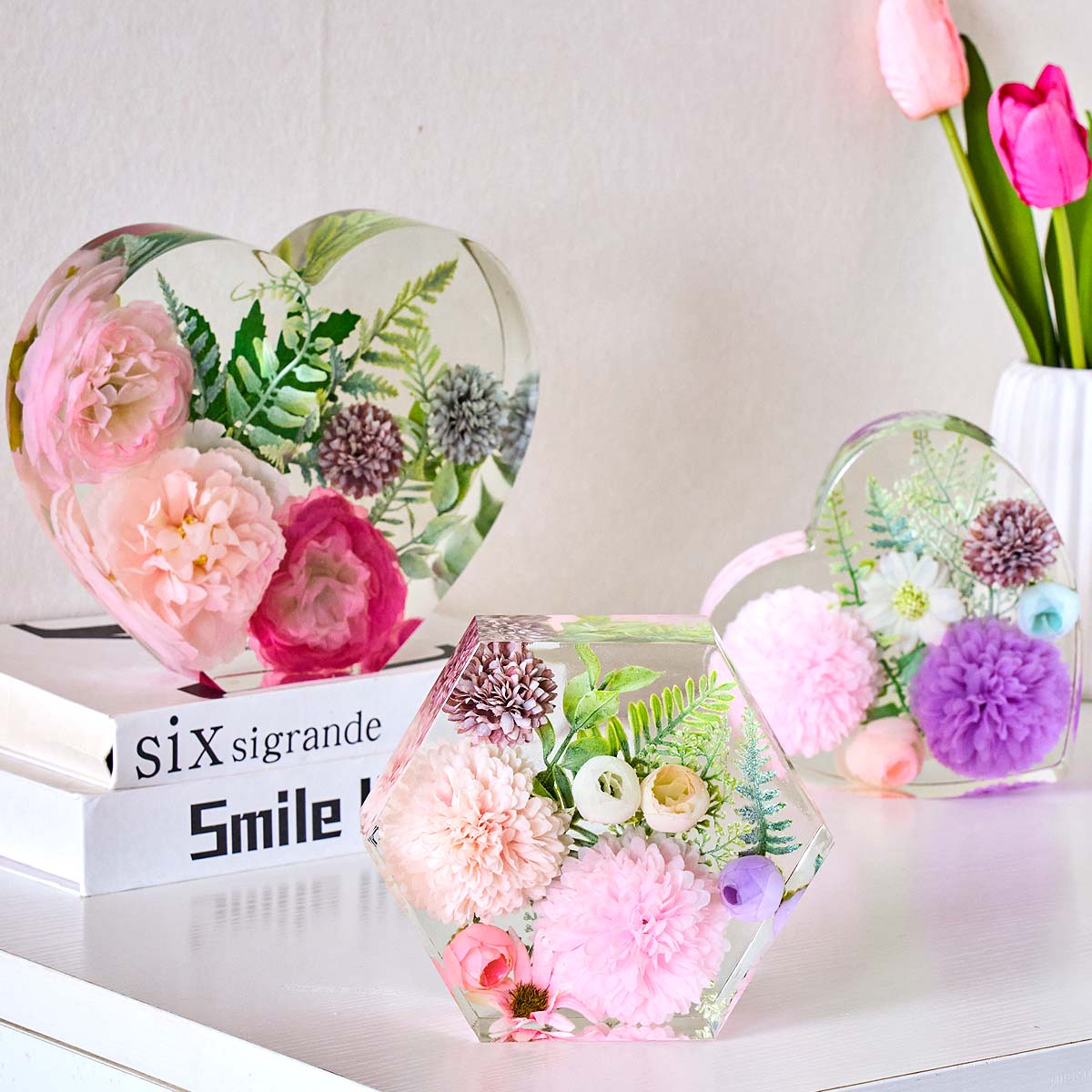 แม่พิมพ์ซิลิโคนรูปหัวใจหกเหลี่ - Resin Craft Projects บทวิจารณ์และราคา