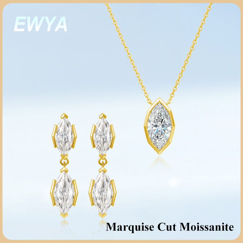 EWYA 3CT มาร์ควิส คัท มอยส์ซาไ - Bezels Set Pendant บทวิจารณ์และราคา