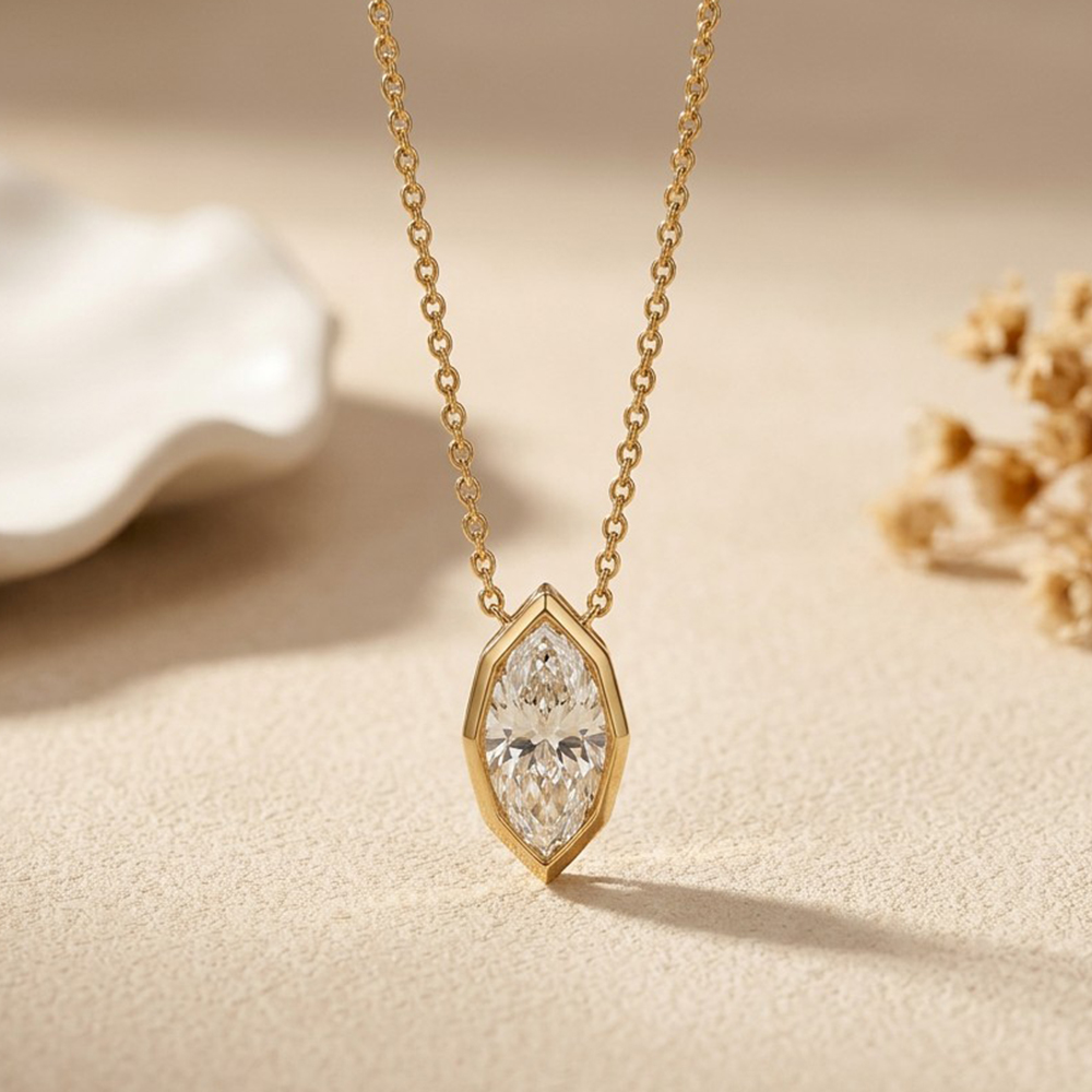 EWYA 3CT มาร์ควิส คัท มอยส์ซาไ - Bezels Set Pendant บทวิจารณ์และราคา