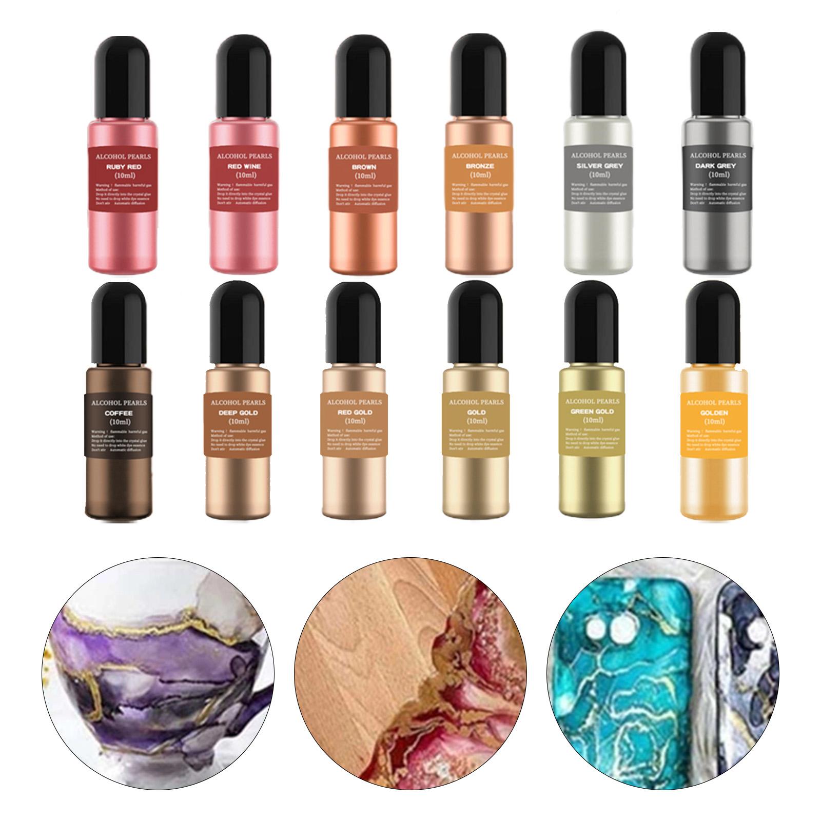 12 ขวดหมึกแอลกอฮอล์เมทัลลิก น้ - Resin Dye Alcohol บทวิจารณ์และราคา