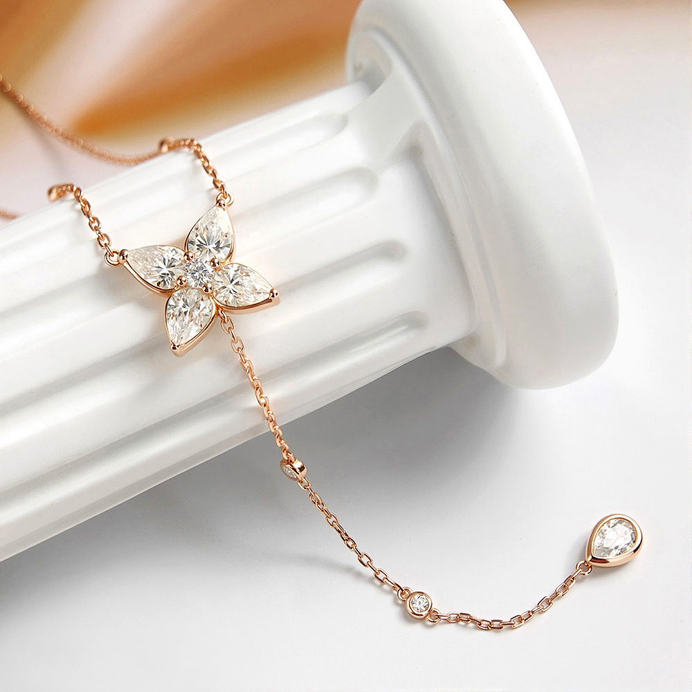 จี้เพชรโมอิสซาไนต์ทรงลูกแพร์/ท - Bezels Set Pendant บทวิจารณ์และราคา